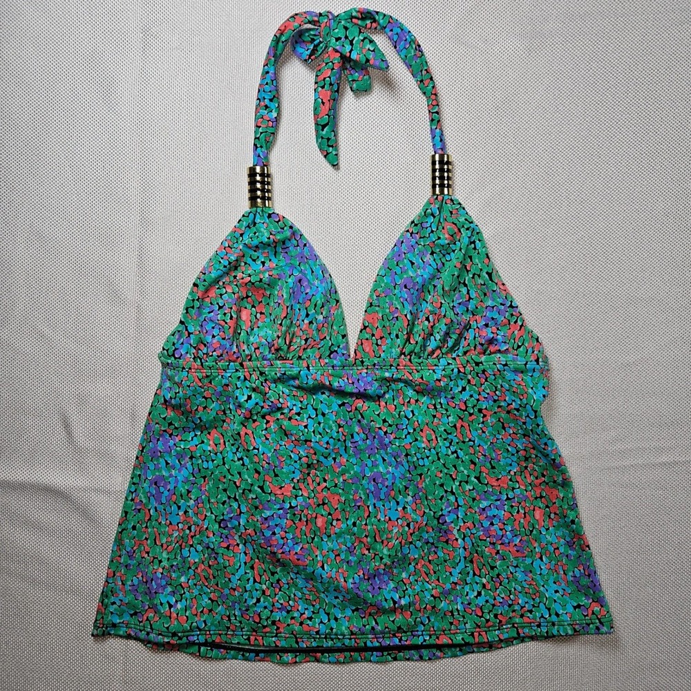Miss America by‎ Catalina Womens Small Halter Tankini Swim Top Abstract Print